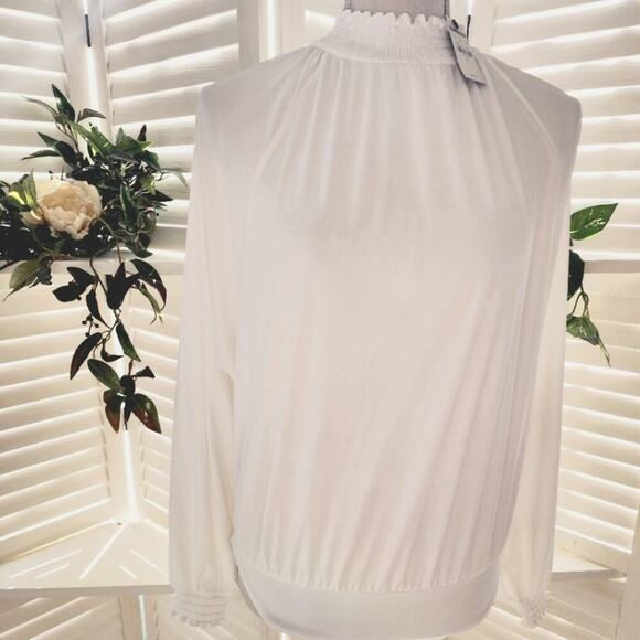 EXPRESS WHITE RUFFLE BODYSUIT SIZE SMALL - Picture 1 of 8
